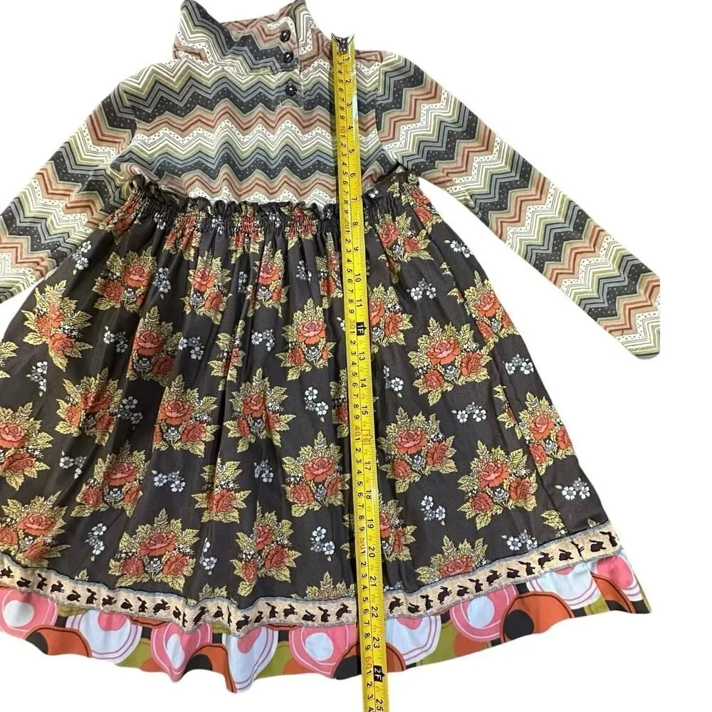 Matilda Jane Girls SZ 6 Field Trip Harlow Mock Turtleneck Cottagecore BOHO Dress
